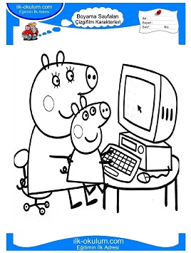 Çocuklar İçin Peppa Pig Boyama Sayfaları 